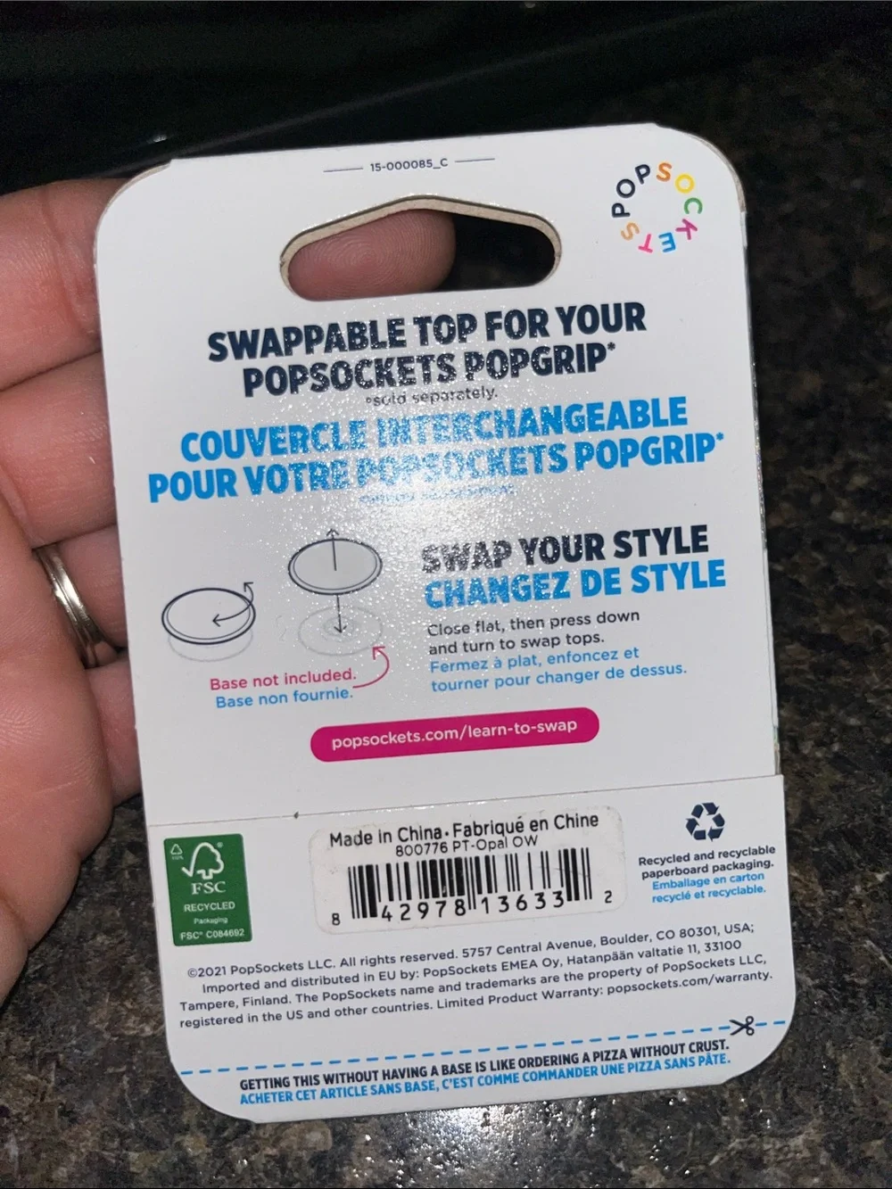 PopSocket Just The PopTop Iridescent Marble Phone Grip - Pastel Multicolor